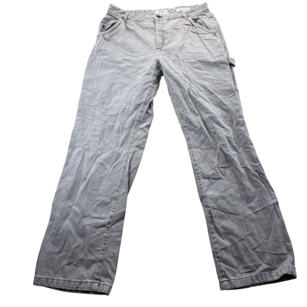 Cotton On Carpenter Jean Womens 12 Grey Utility Denim Straight Leg Work Pants